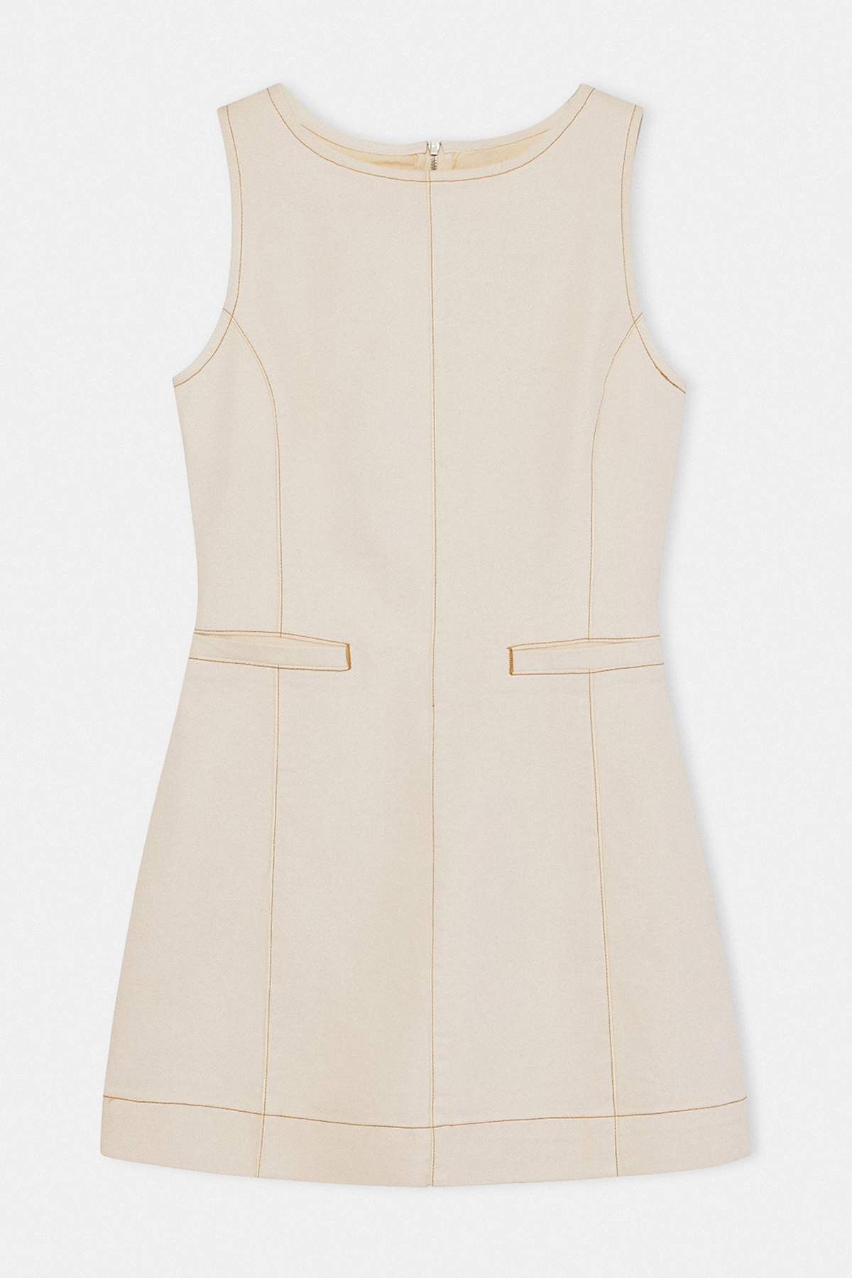 Sleeveless Boat Neck A-Line Mini Denim Dress