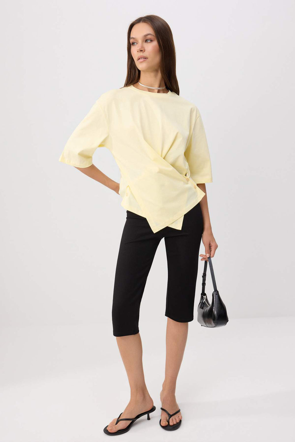 Regular Fit Dropped Shoulder Crew Neck Short Sleeve T-Shirt