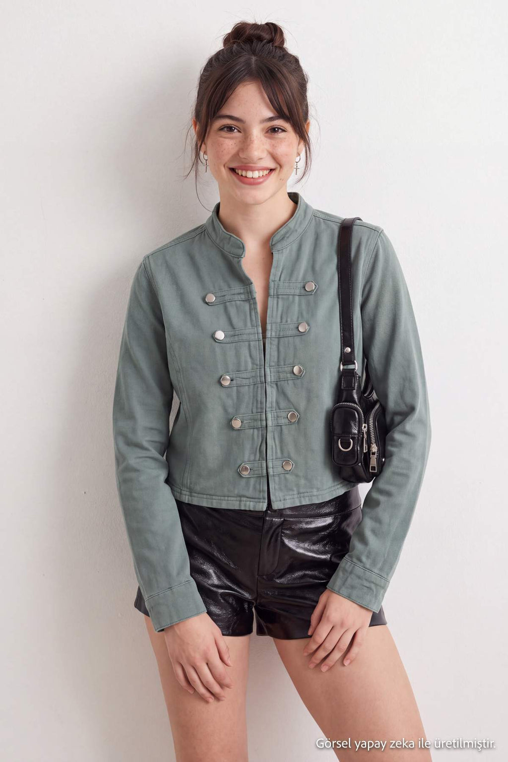 Button Front Fitted Long Sleeve Denim Jacket