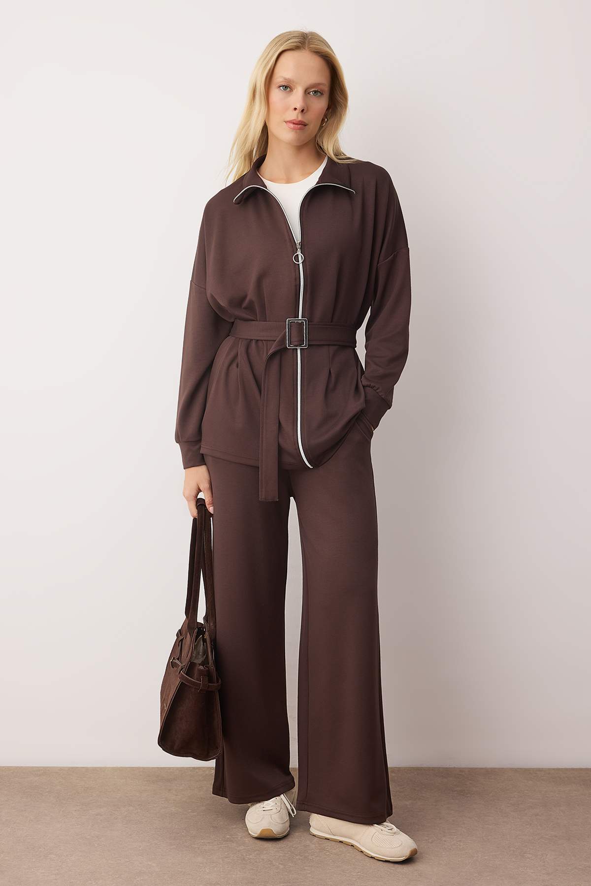 2-Piece High Neck Long Sleeve Regular Fit Co-ord Set