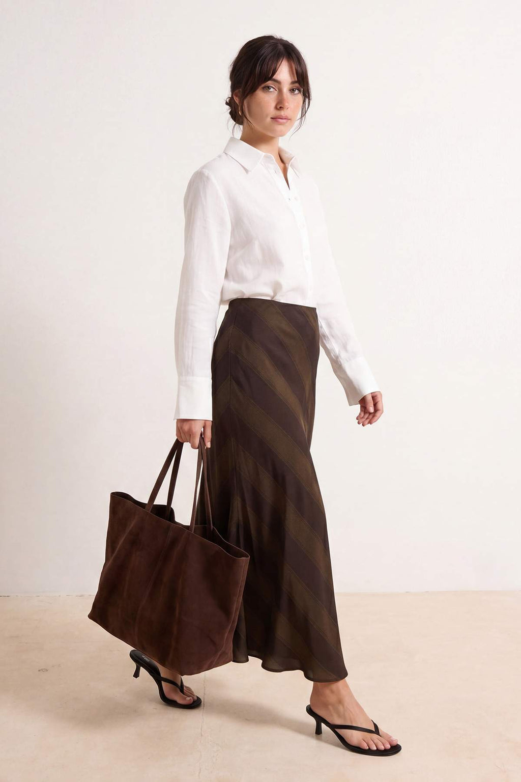 High Waist Checkered Maxi Skirt