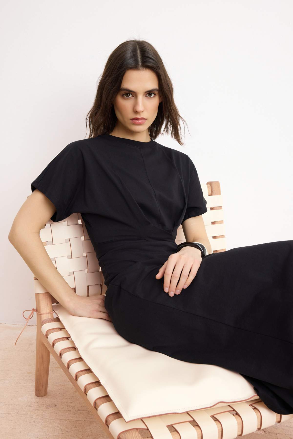 Batwing Sleeve Bodycon Midi Dress with Tie Waist Detail