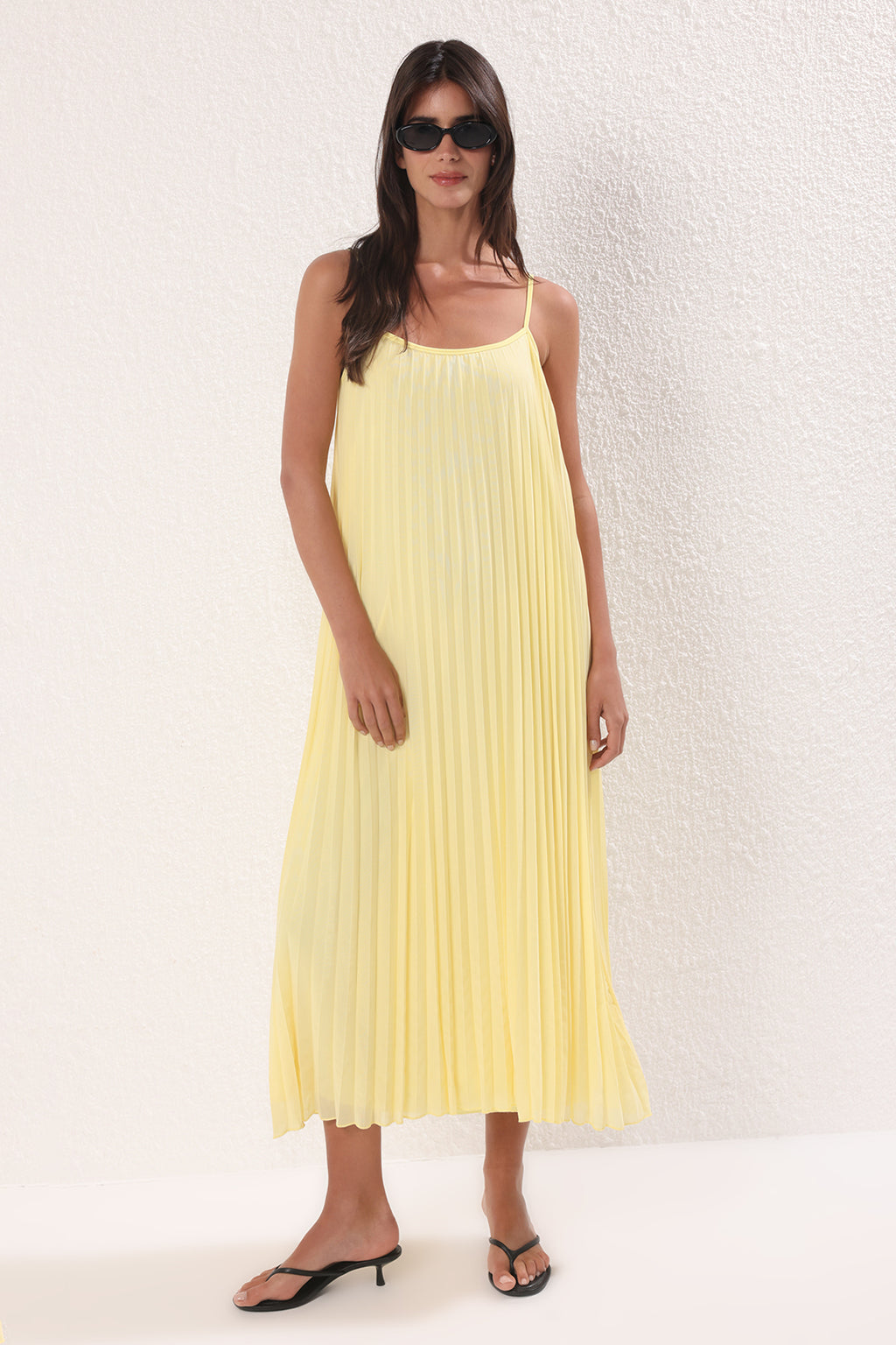 Halter Neck Sleeveless Pleated Maxi Dress