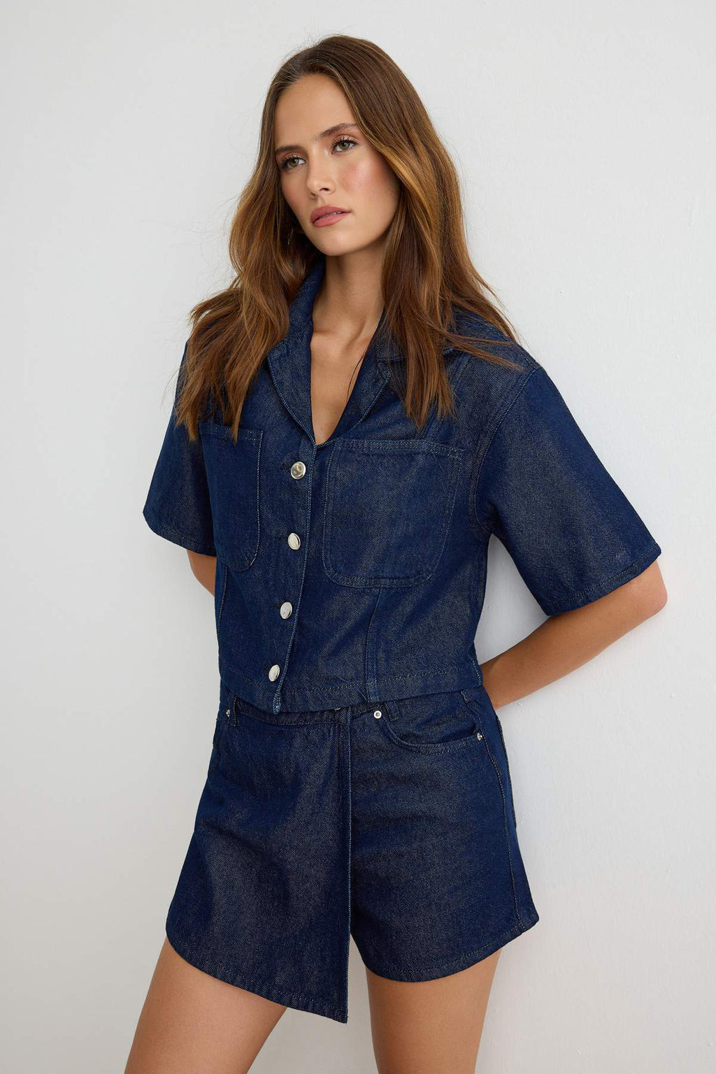 2-Piece Shirt Collar Short Sleeve Relaxed Fit Shirt and Shorts Co-ord