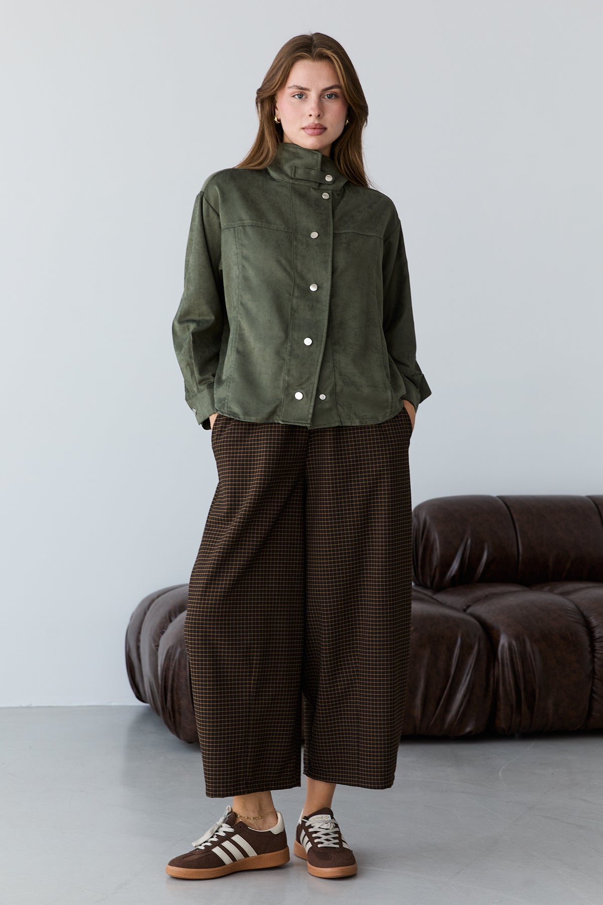 High Neck Press Stud Longline Oversized Jacket