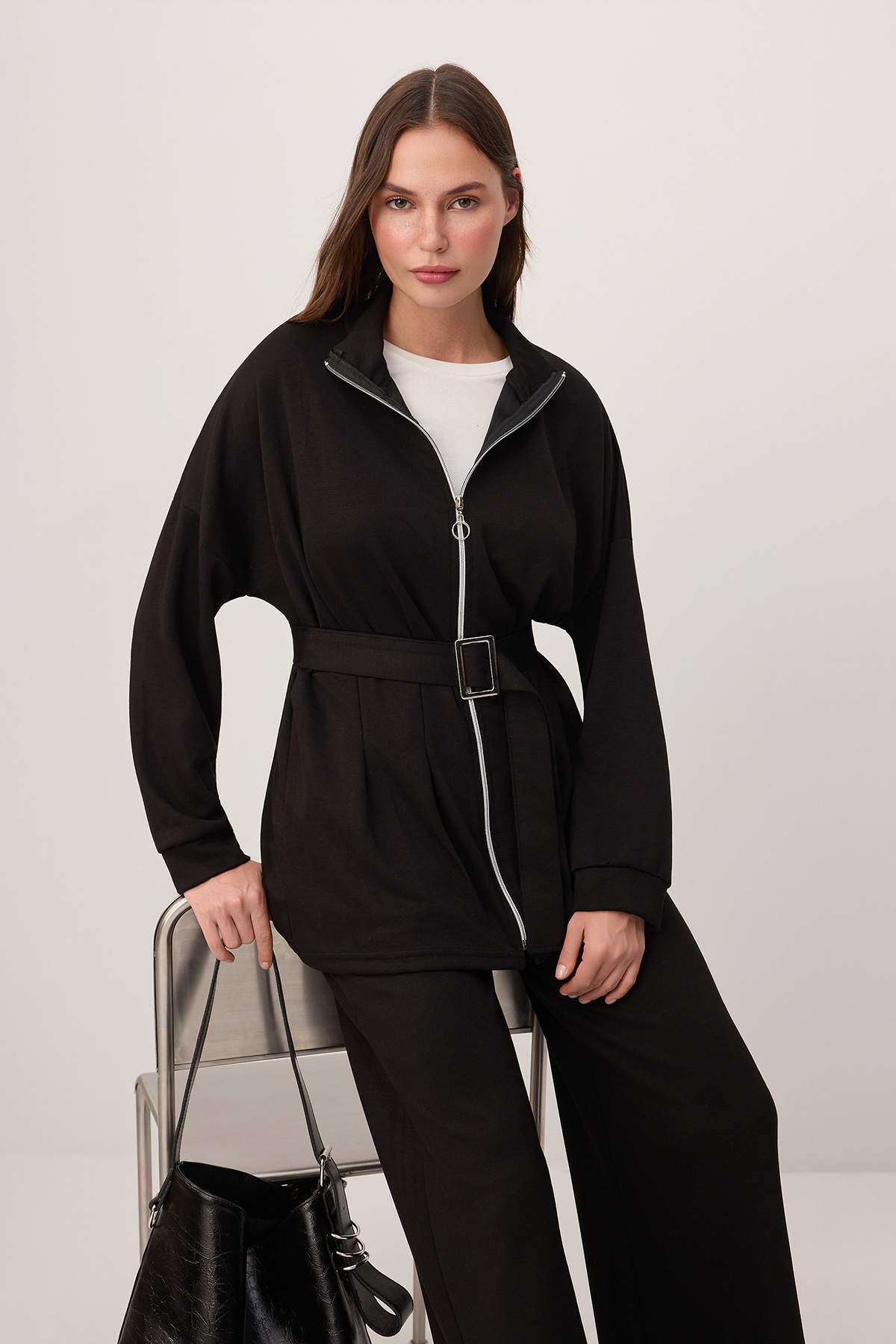 2-Piece High Neck Long Sleeve Regular Fit Co-ord Set