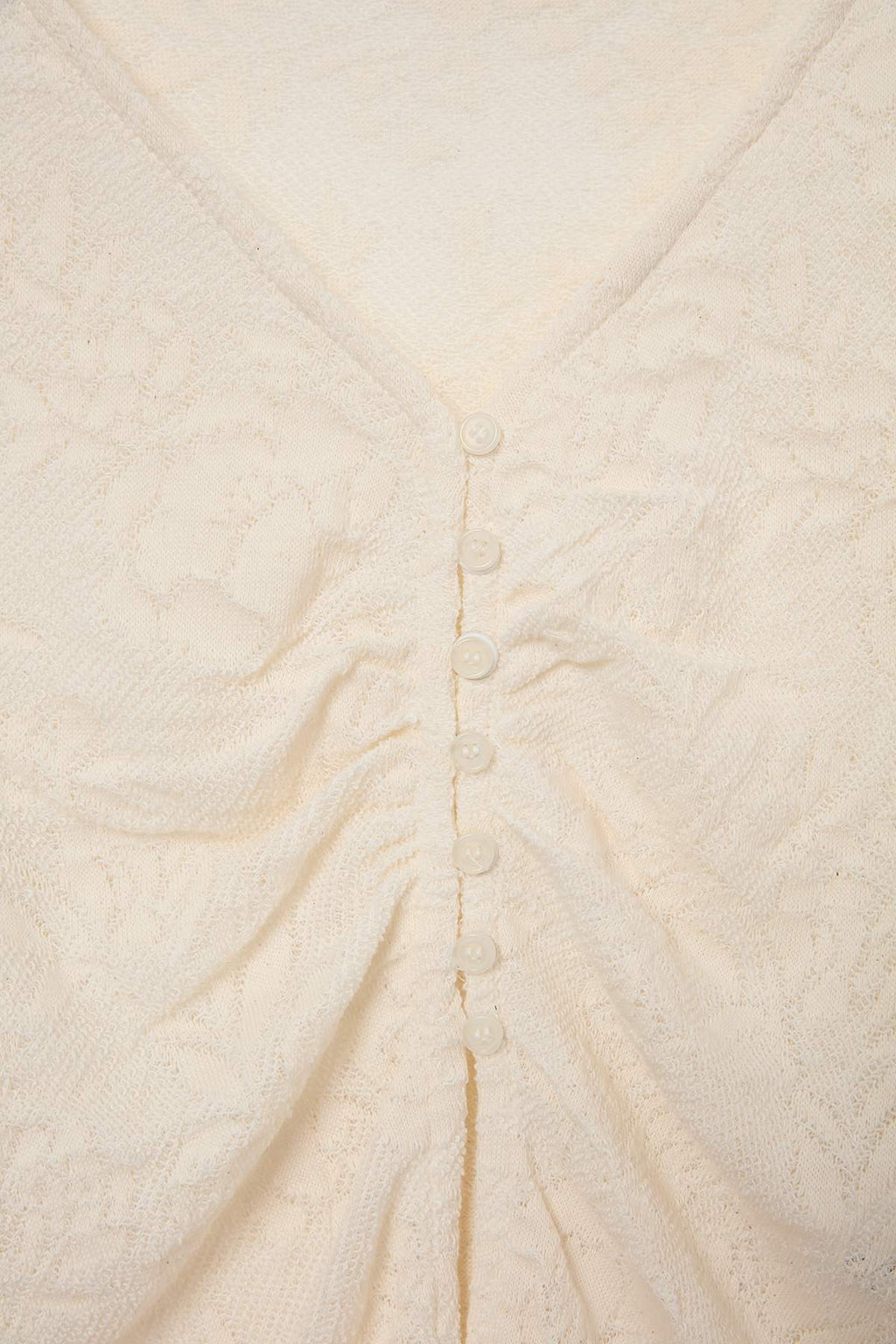 Fitted V Neck Long Sleeve Button Front Jakar Knit Blouse