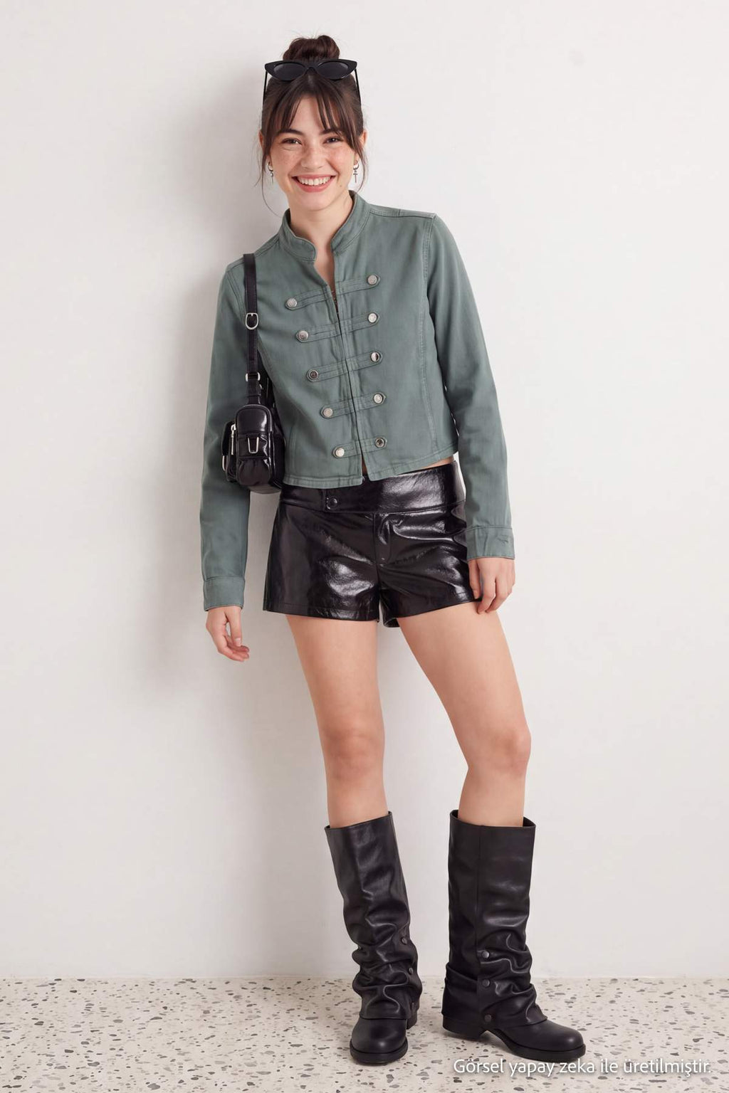 Button Front Fitted Long Sleeve Denim Jacket
