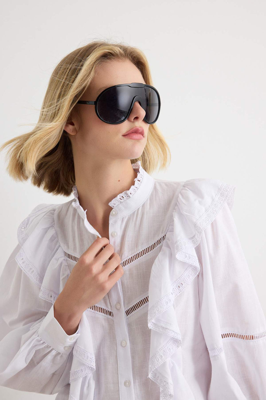 Ruffle Detail Boho Long Sleeve Shirt