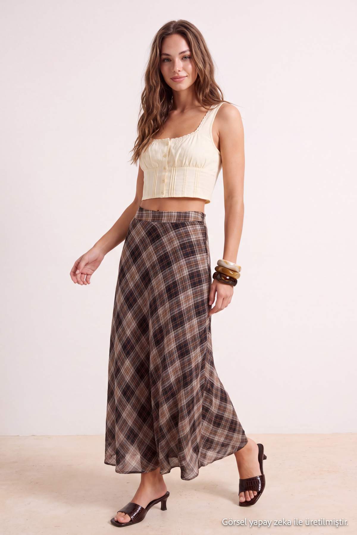High Waist A-Line Maxi Skirt