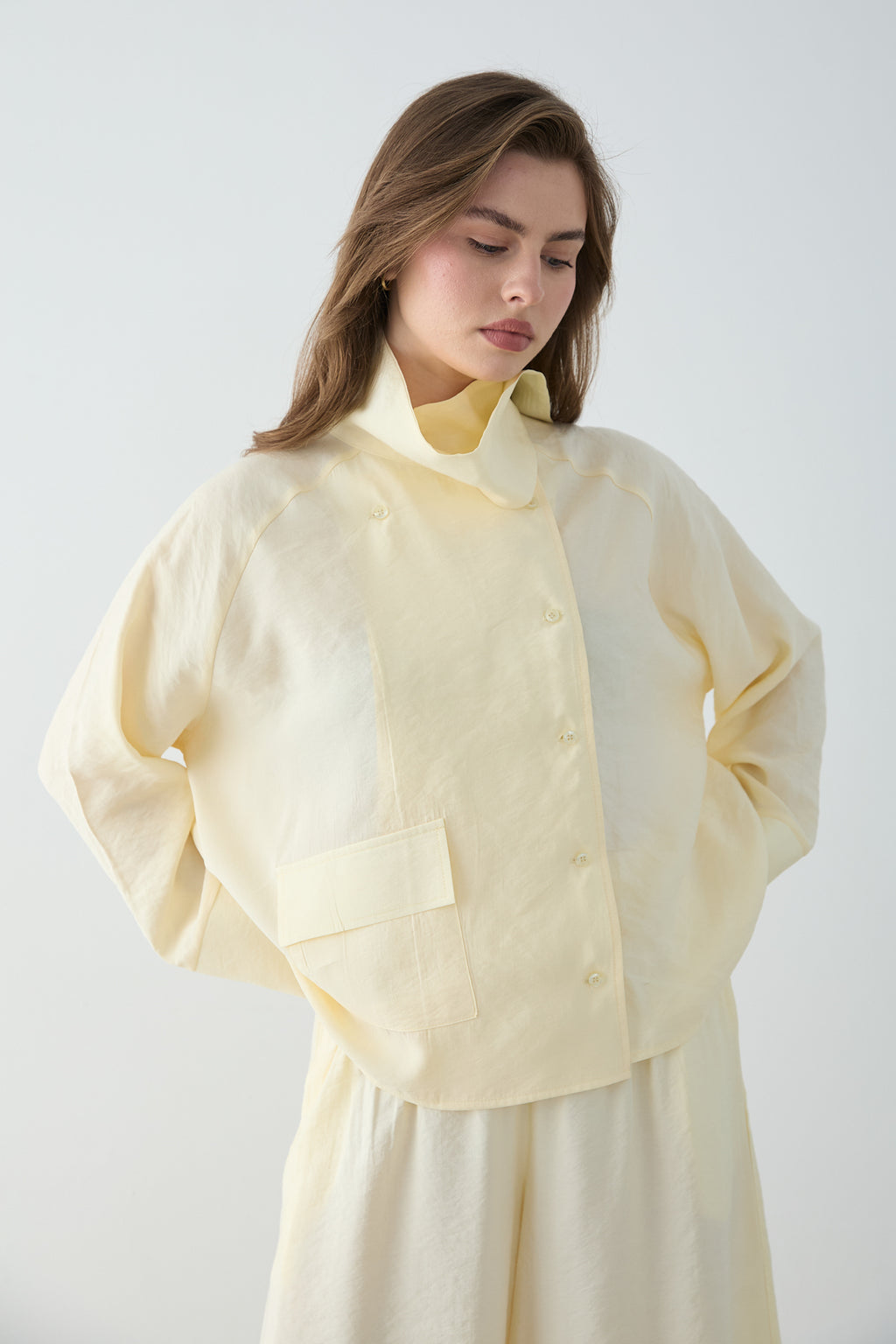 2-Piece High Neck Long Sleeve Wide Leg Trouser Co-ord