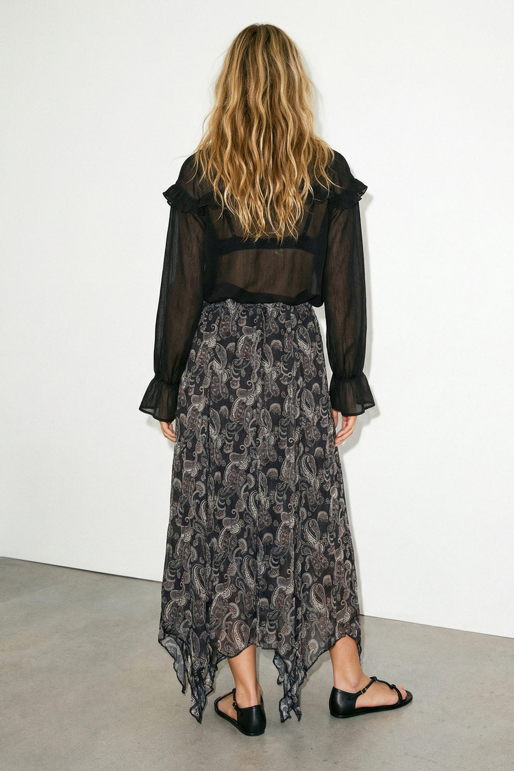 Asymmetric Chiffon Maxi Skirt