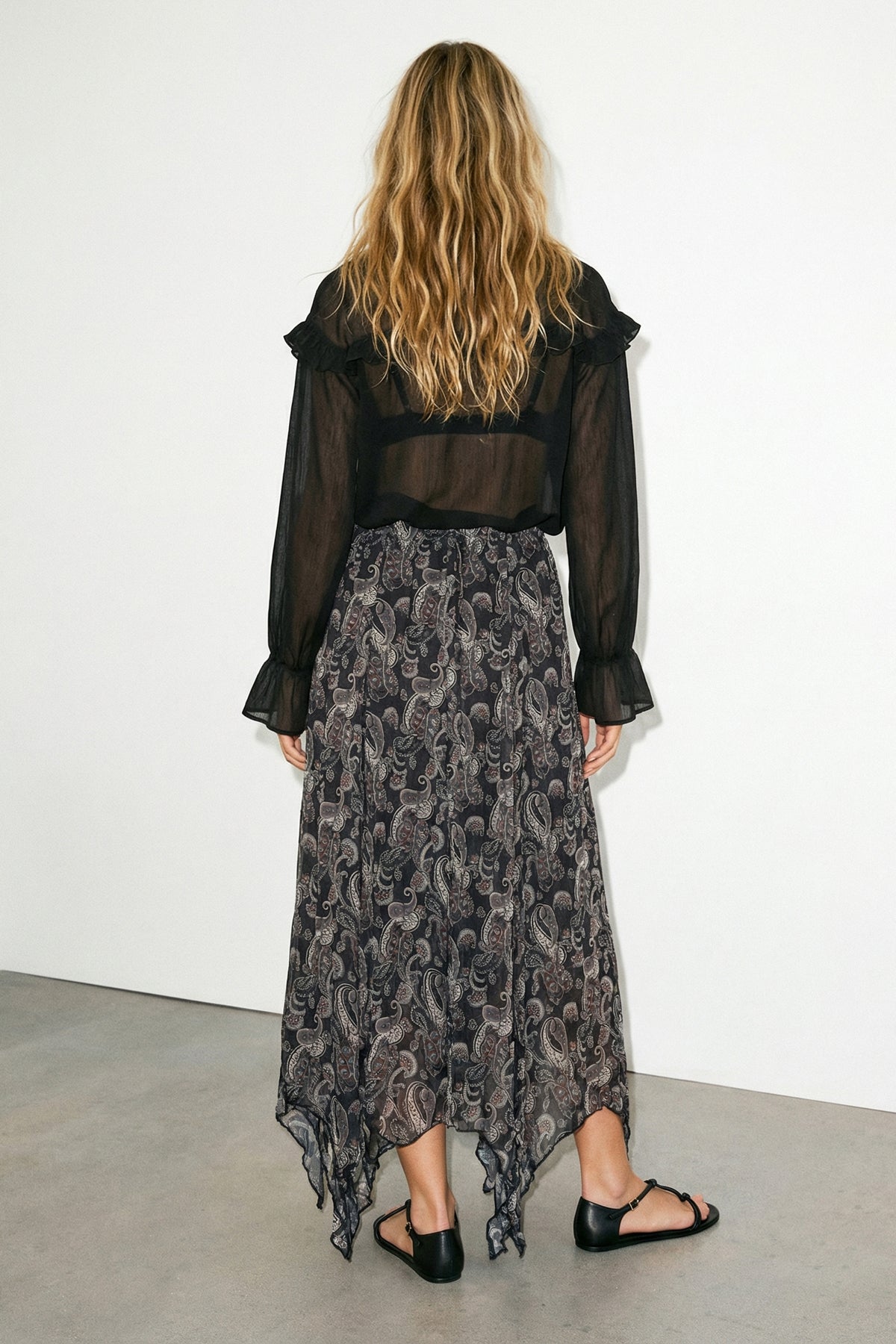 Asymmetric Chiffon Maxi Skirt