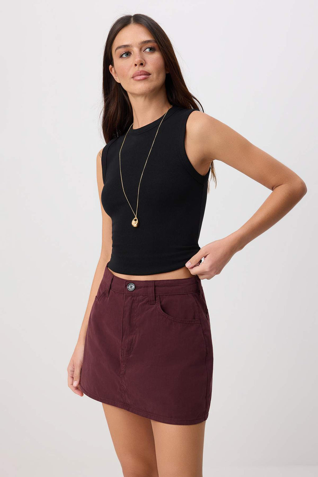 High Waist A-Line Mini Skirt