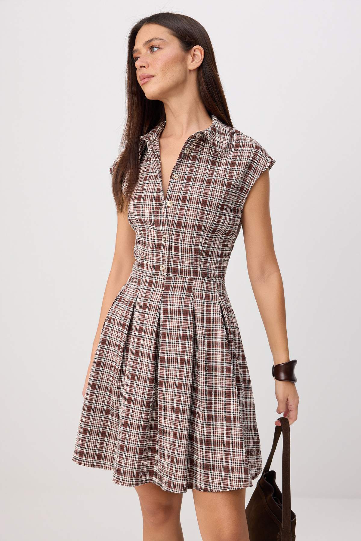Short Sleeve Shirt Neck Skater Mini Dress