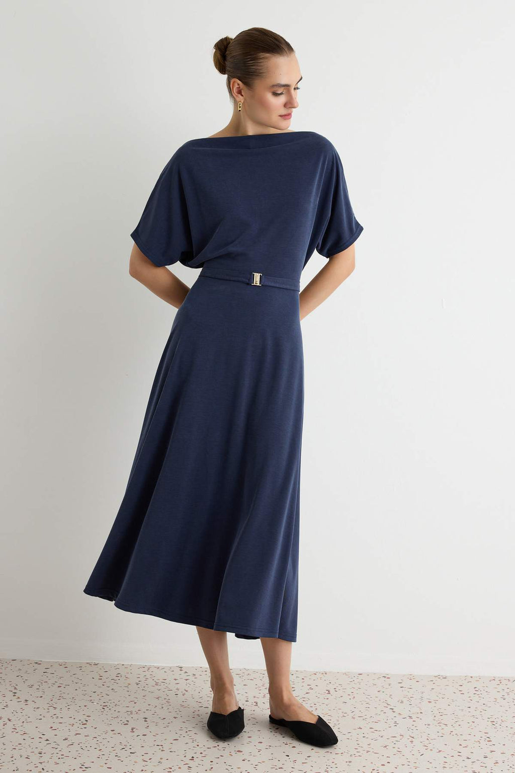 Boat Neck Batwing Sleeve Maxi Dress