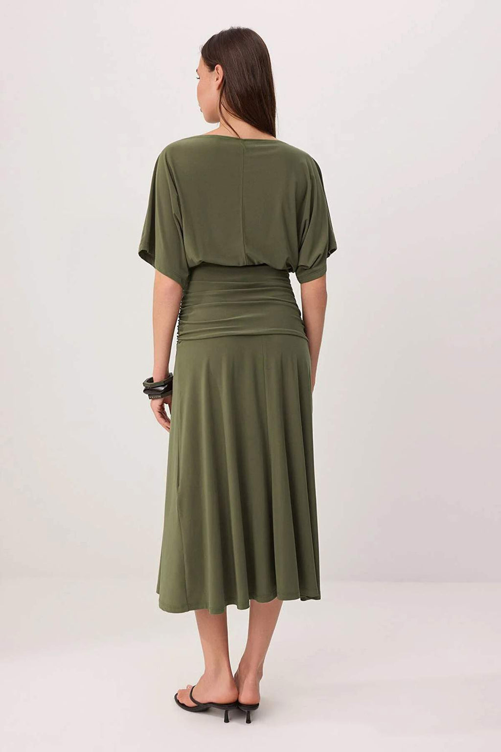 Boat Neck Batwing Sleeve Short Sleeve Skater Maxi Dress