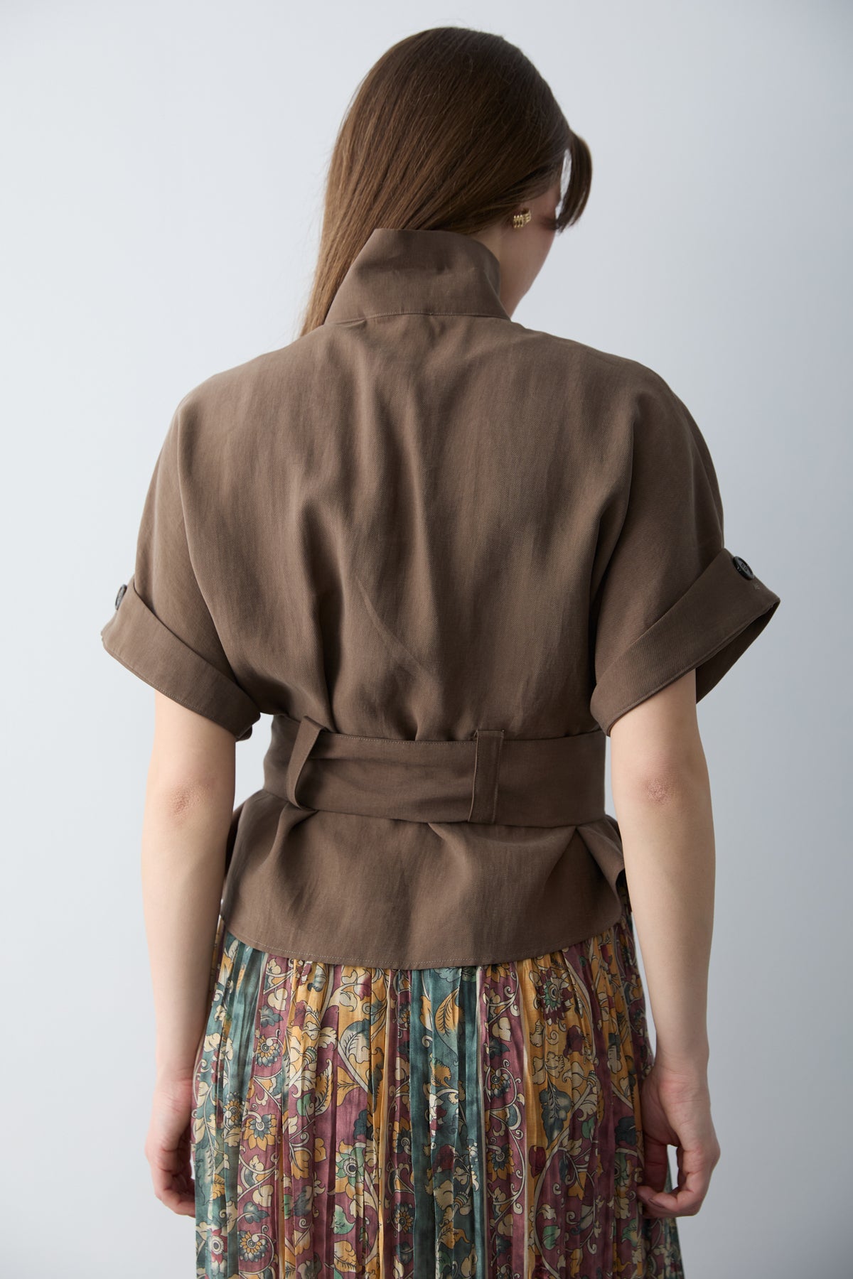 Lyocell Blend Short Sleeve Relaxed Fit Blouse Jacket