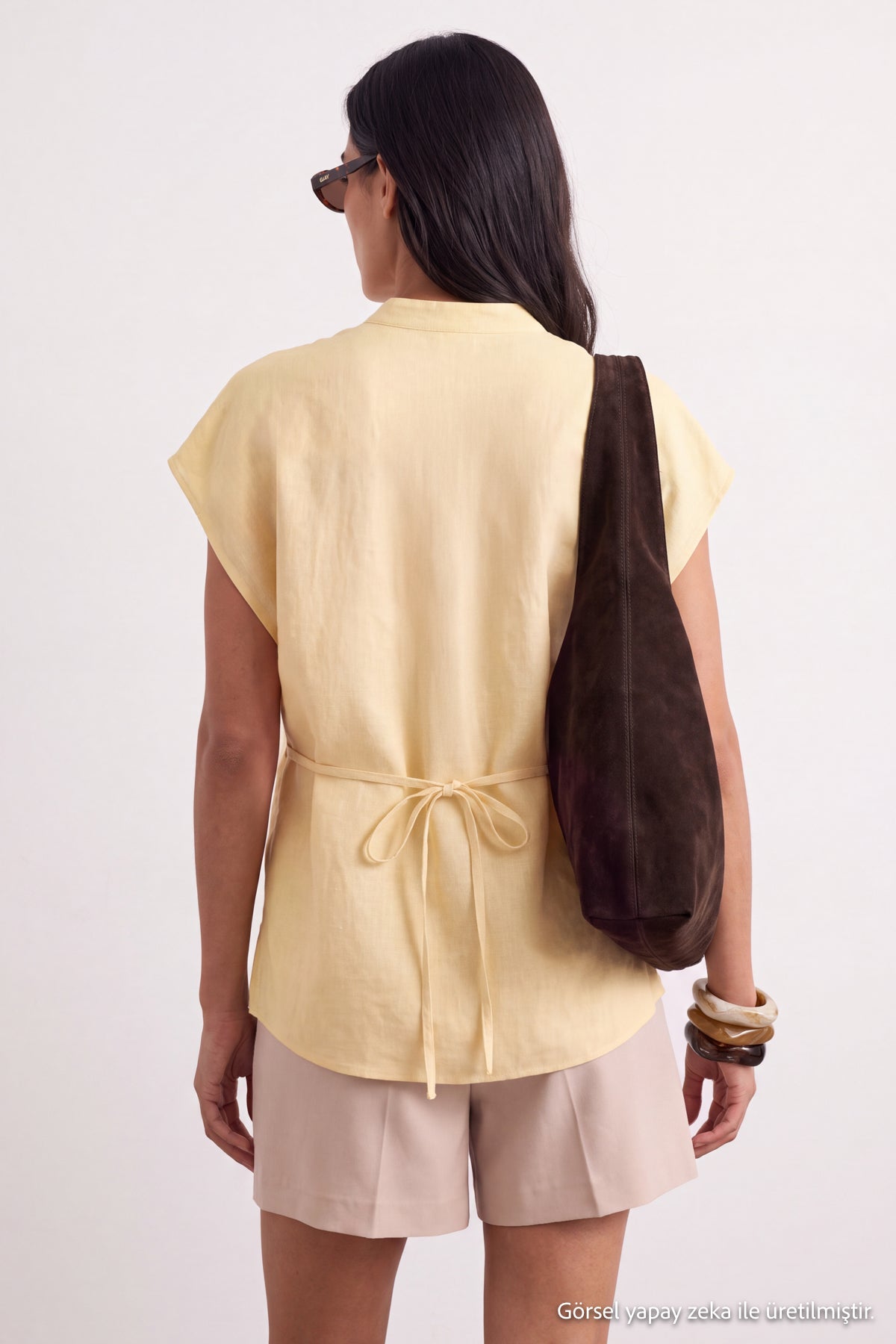 Relaxed Fit Back Tie Detail Long Sleeve Shirt