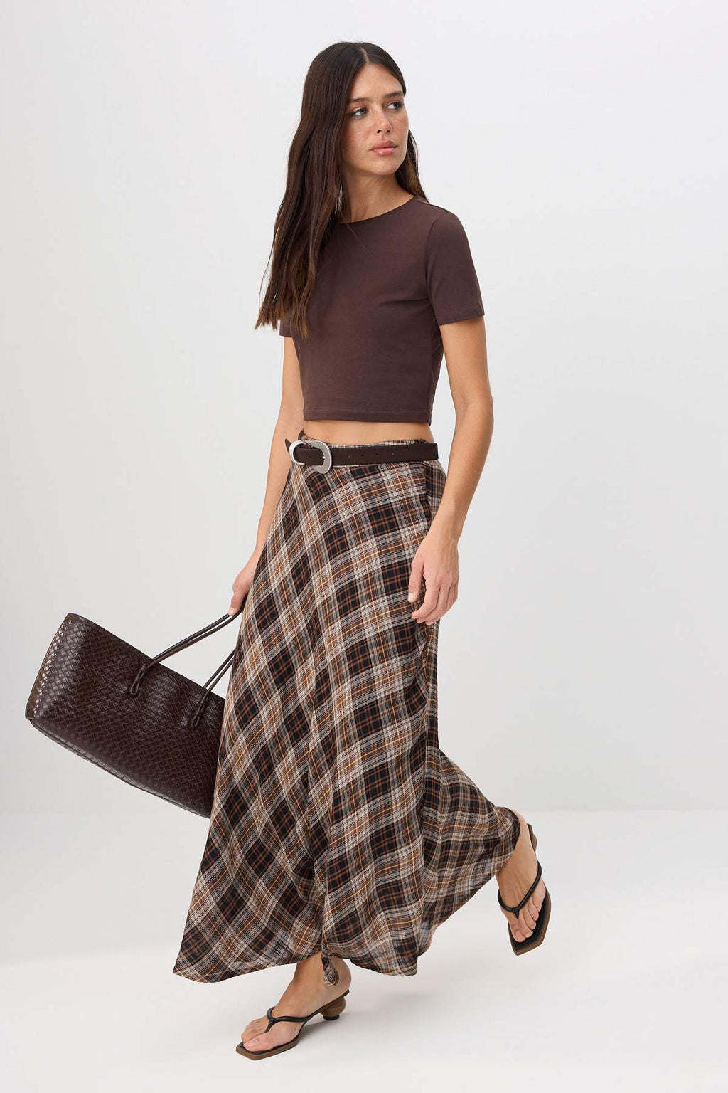 High Waist A-Line Maxi Skirt