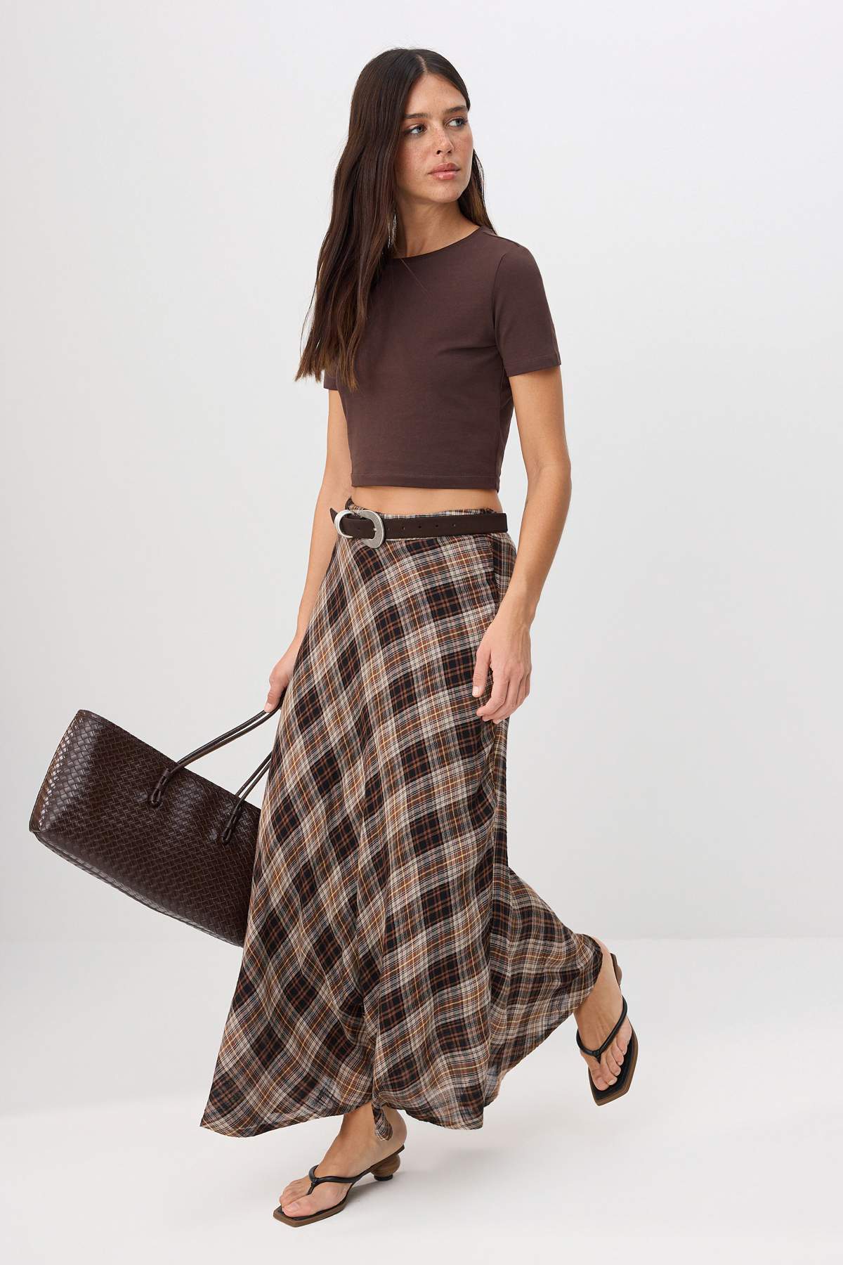 High Waist A-Line Maxi Skirt