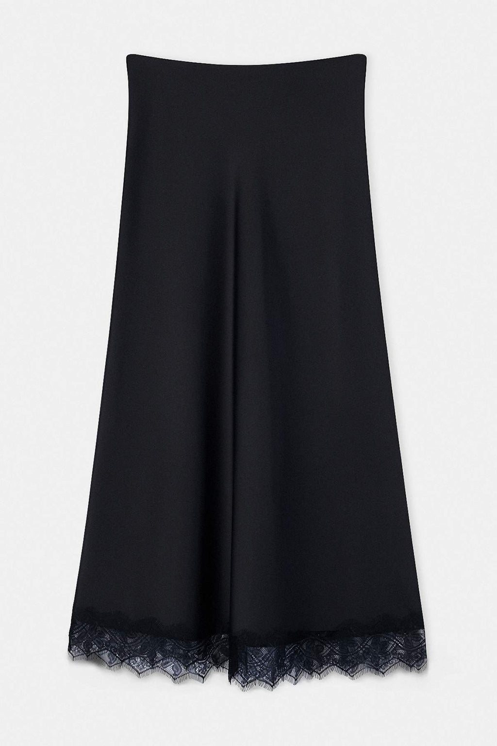 Lace Hem Elasticated Waist Maxi Satin Skirt