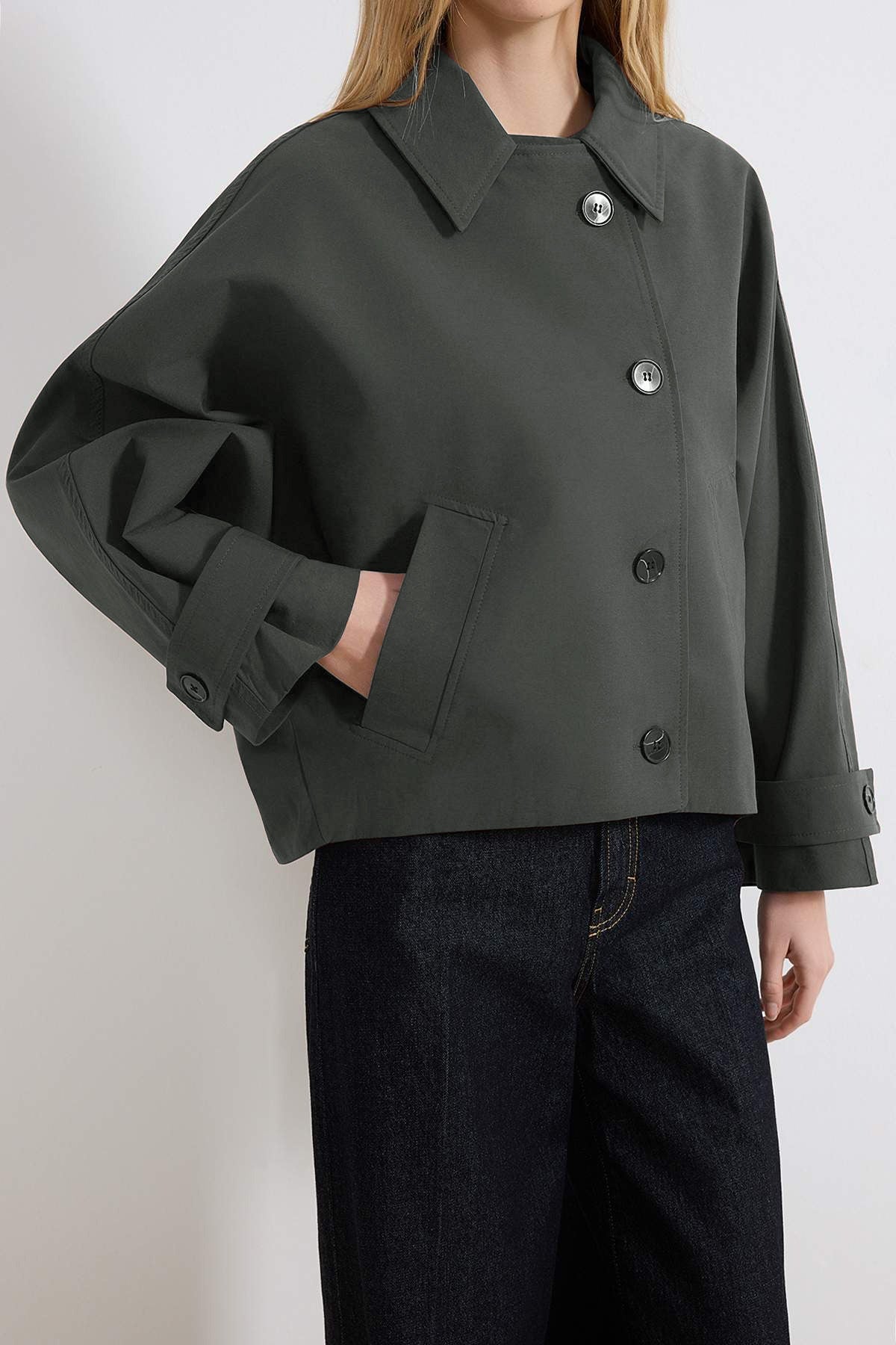 Shirt Collar Oversize Short Jacket