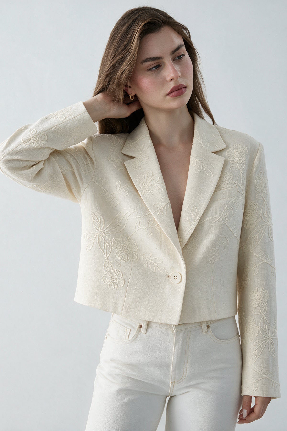 Embellished Crop Blazer Jacket