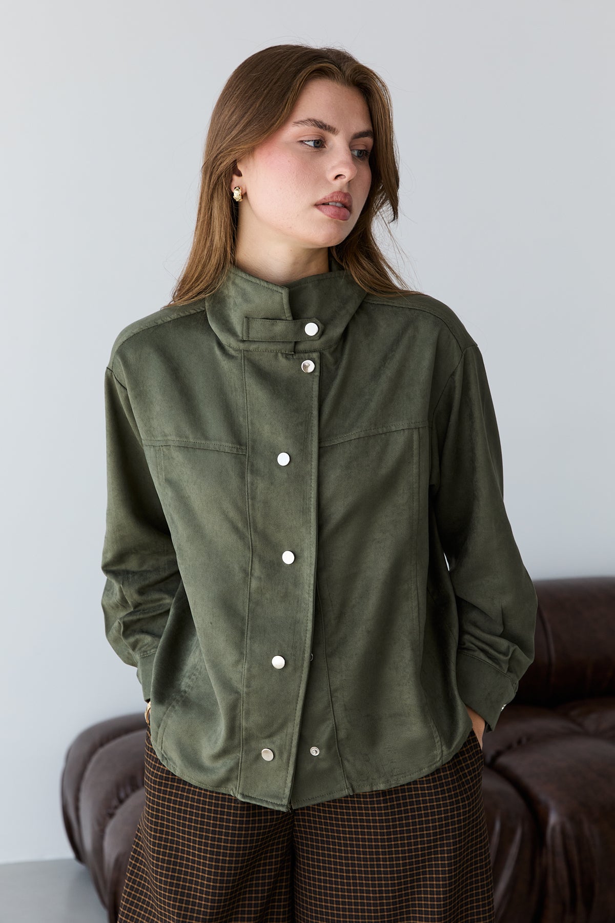 High Neck Press Stud Longline Oversized Jacket