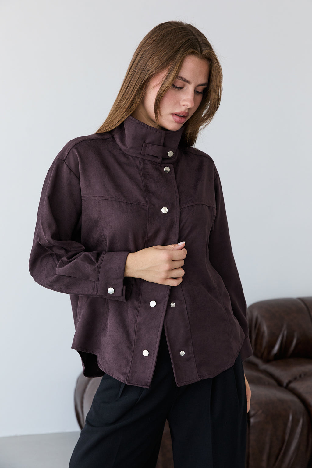High Neck Press Stud Longline Oversized Jacket