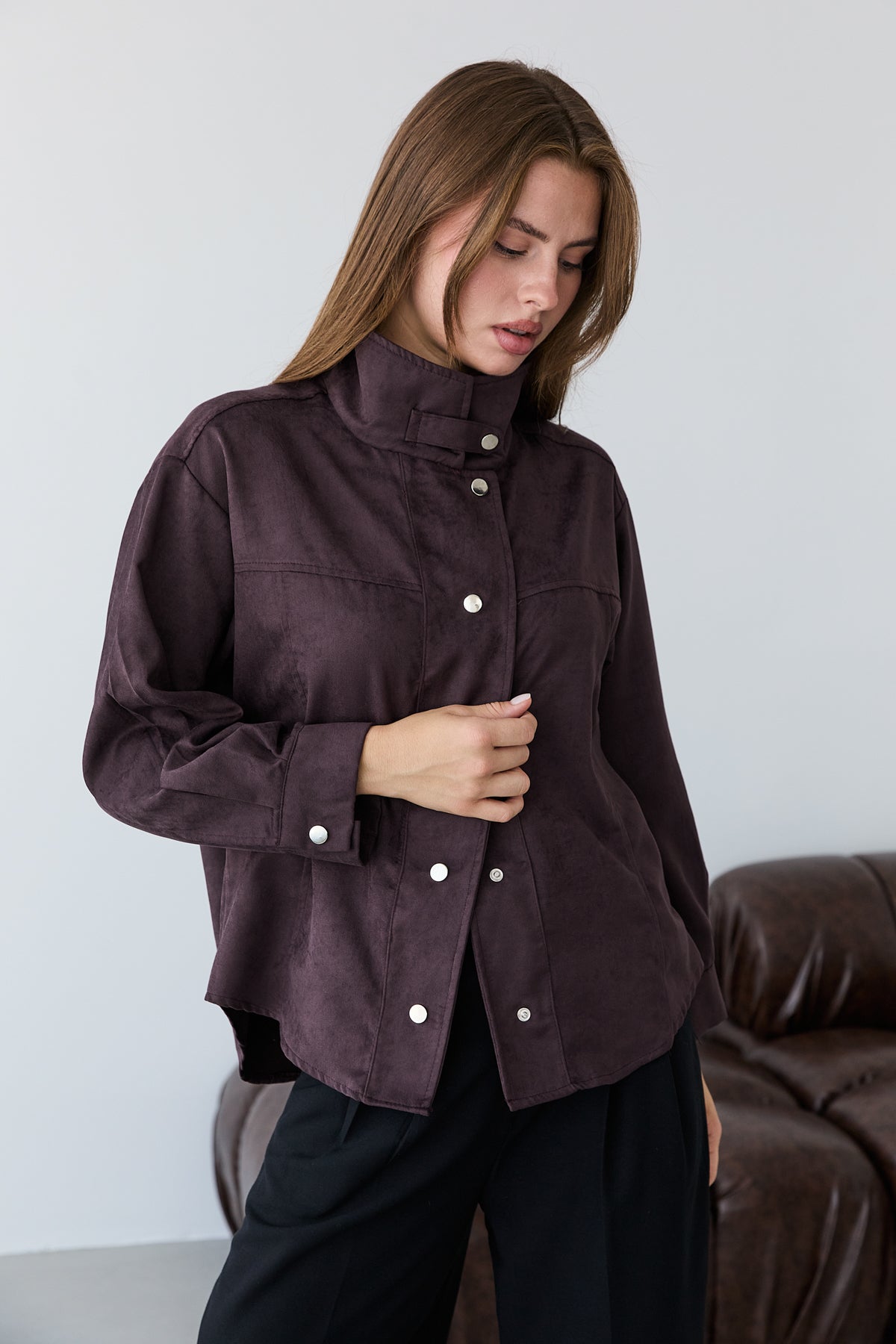 High Neck Press Stud Longline Oversized Jacket