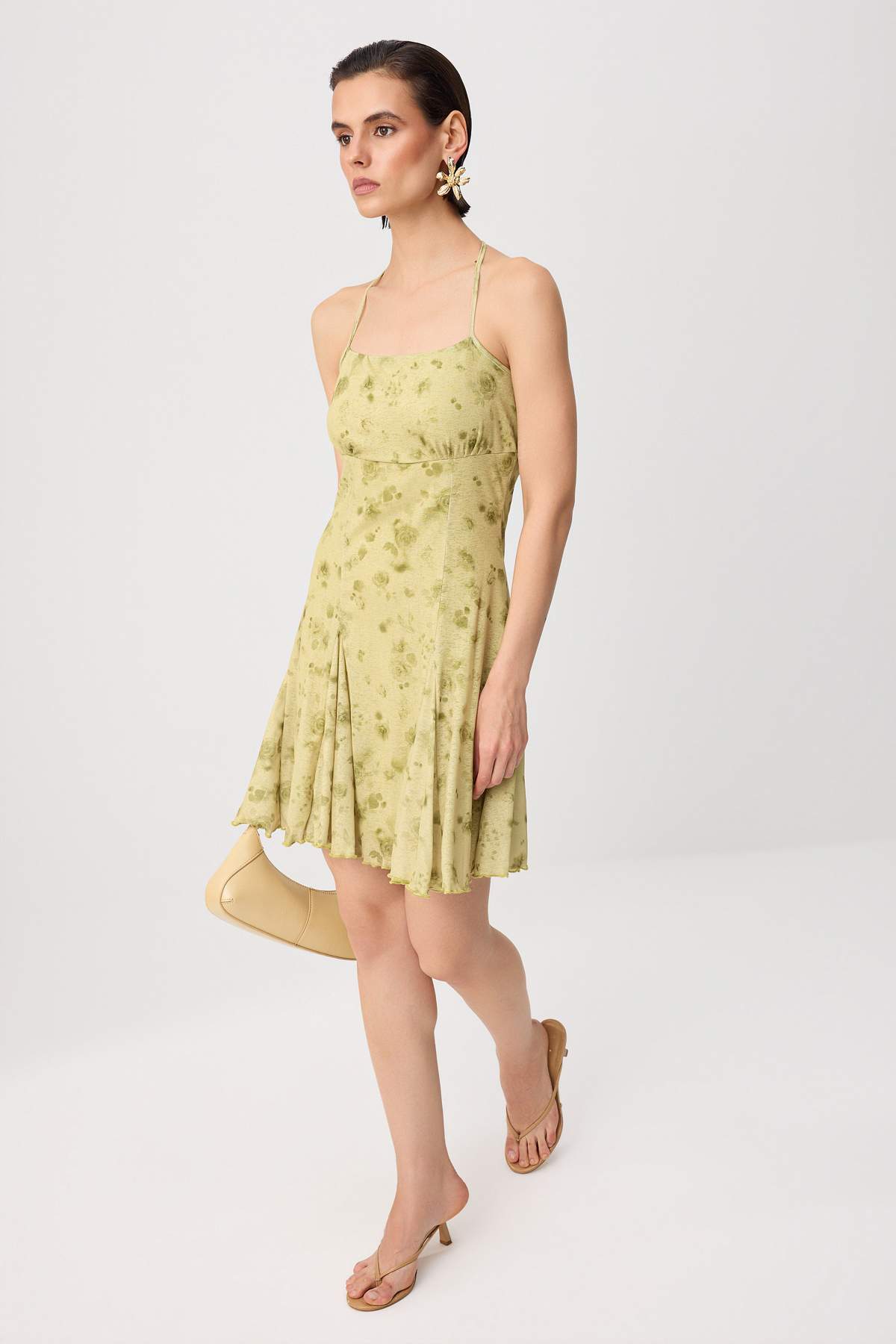 Halter Neck Sleeveless A-Line Mini Dress