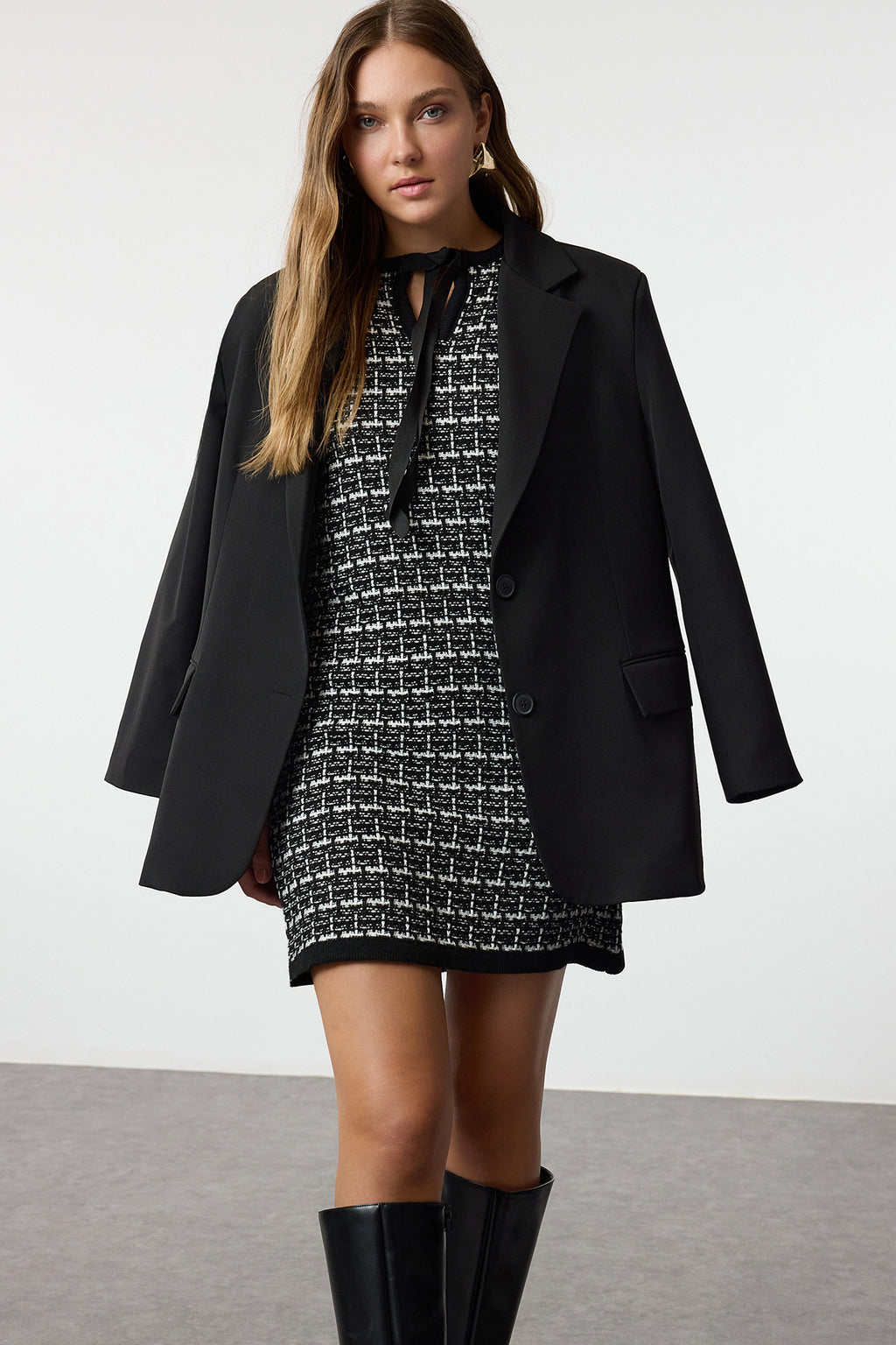 Faux Cowl Neck Sleeveless Textured Shift Mini Dress