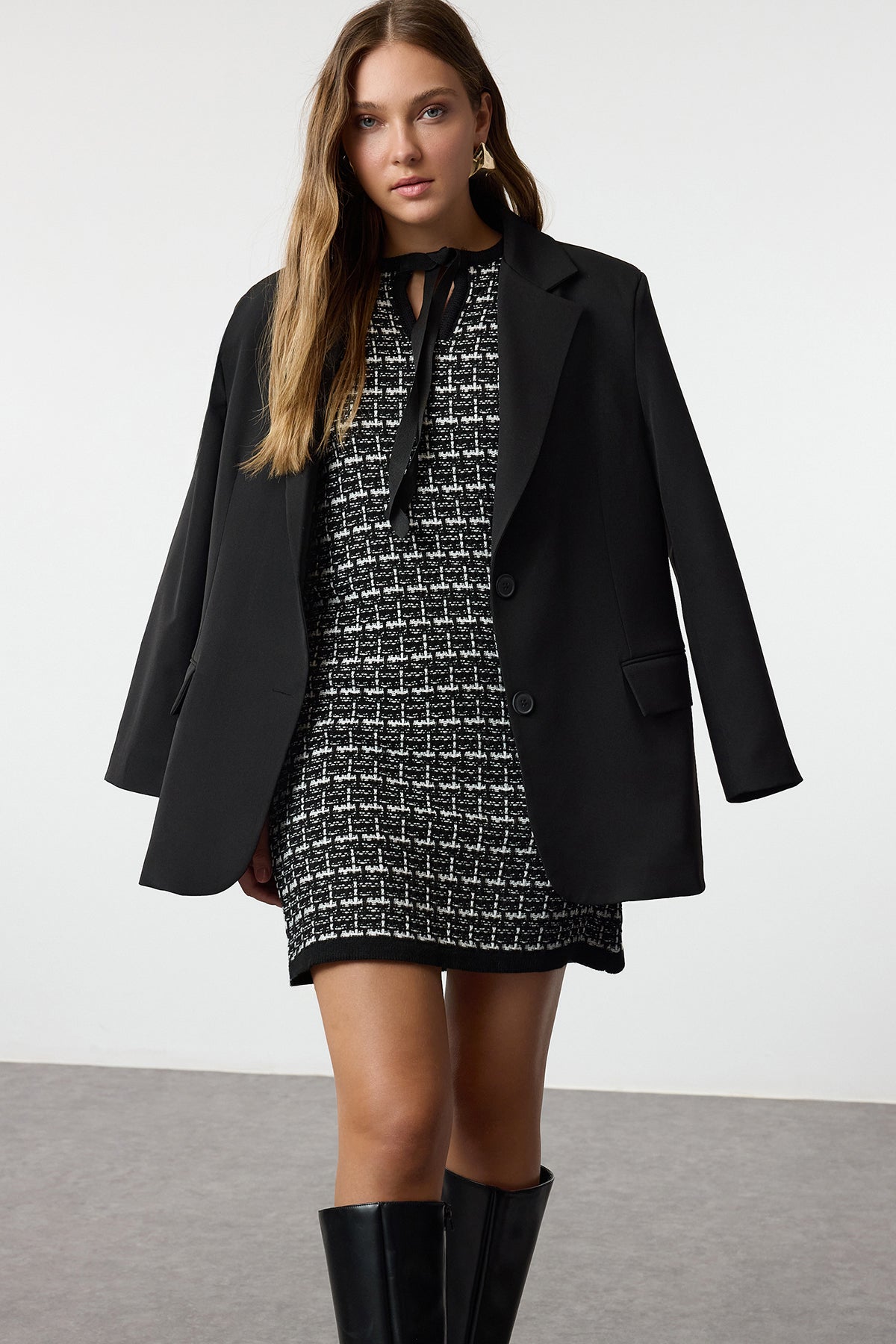 Faux Cowl Neck Sleeveless Textured Shift Mini Dress