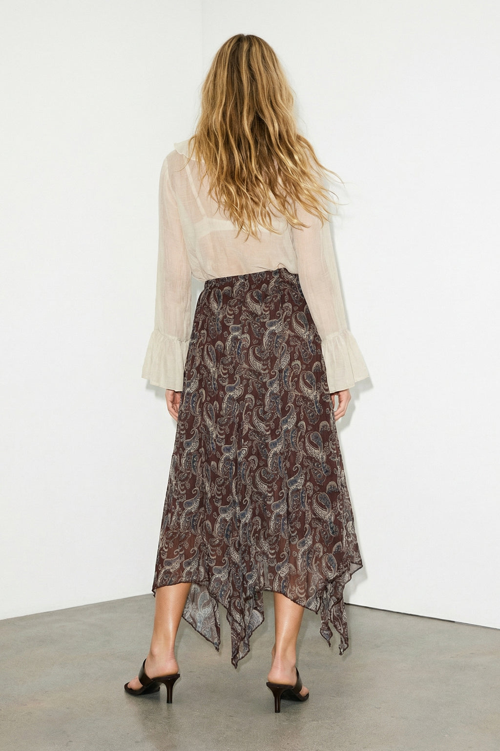 Asymmetric Chiffon Maxi Skirt