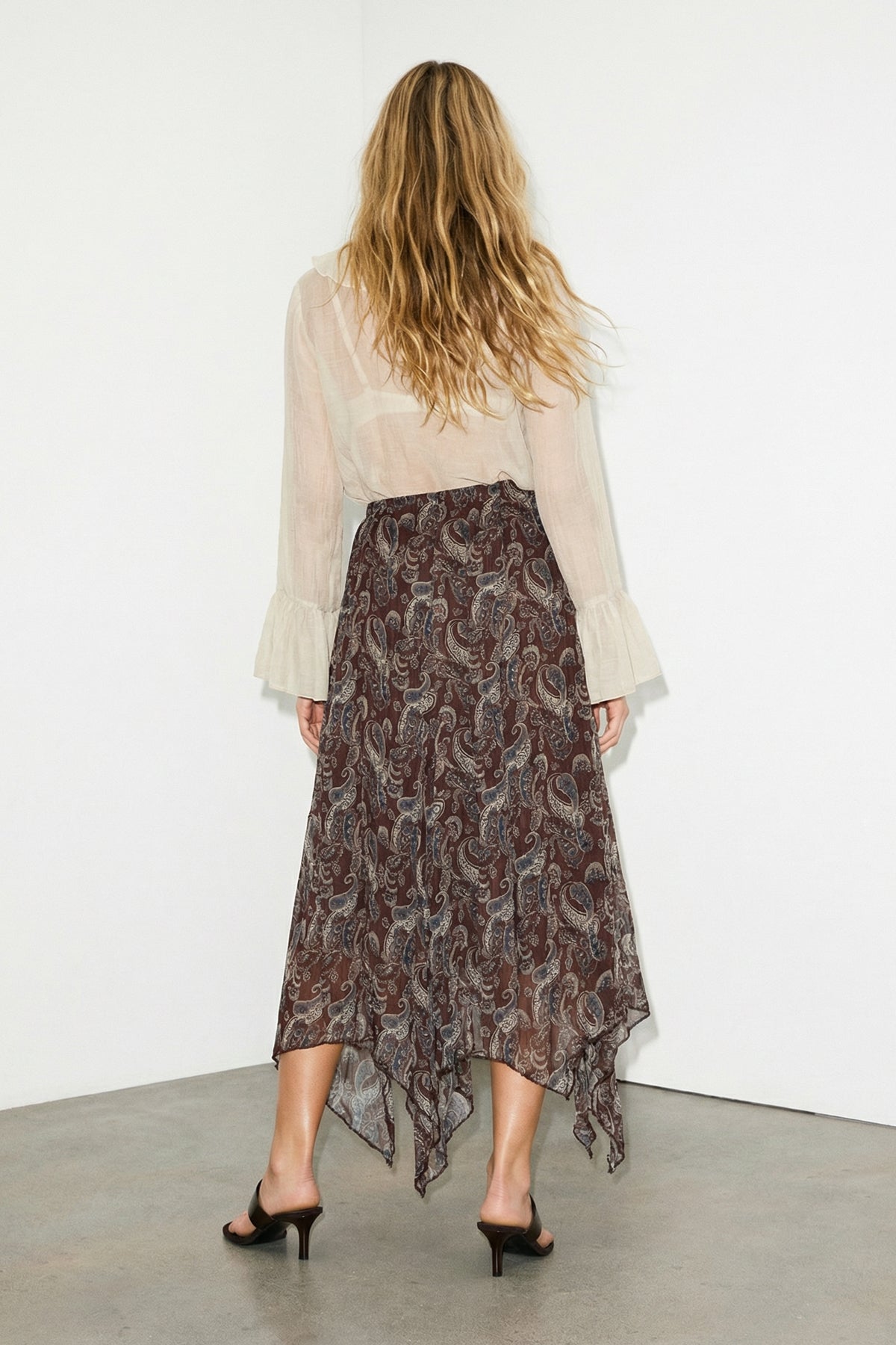 Asymmetric Chiffon Maxi Skirt