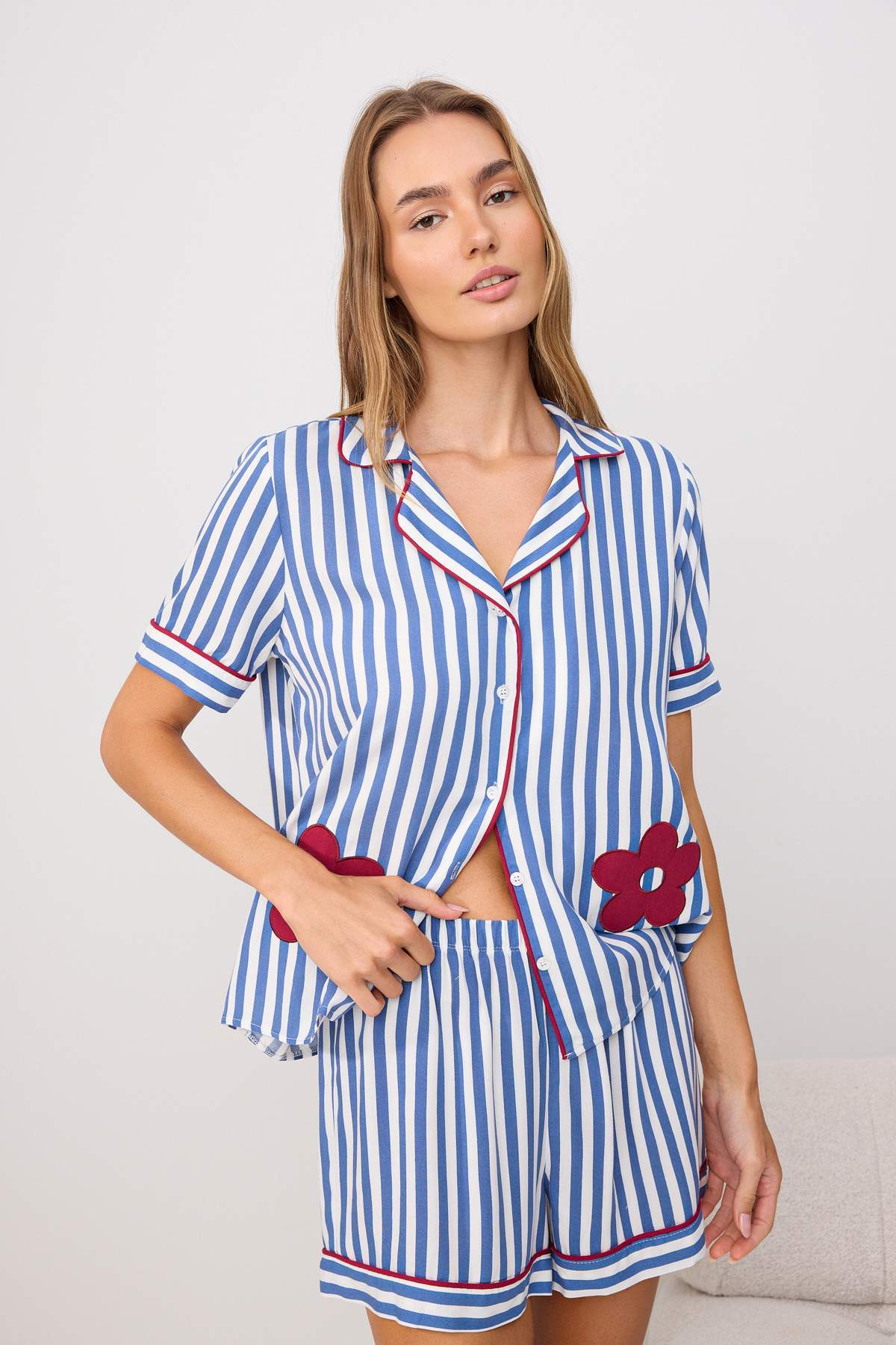 Short Sleeve Shirt and Trouser Pyjama Set