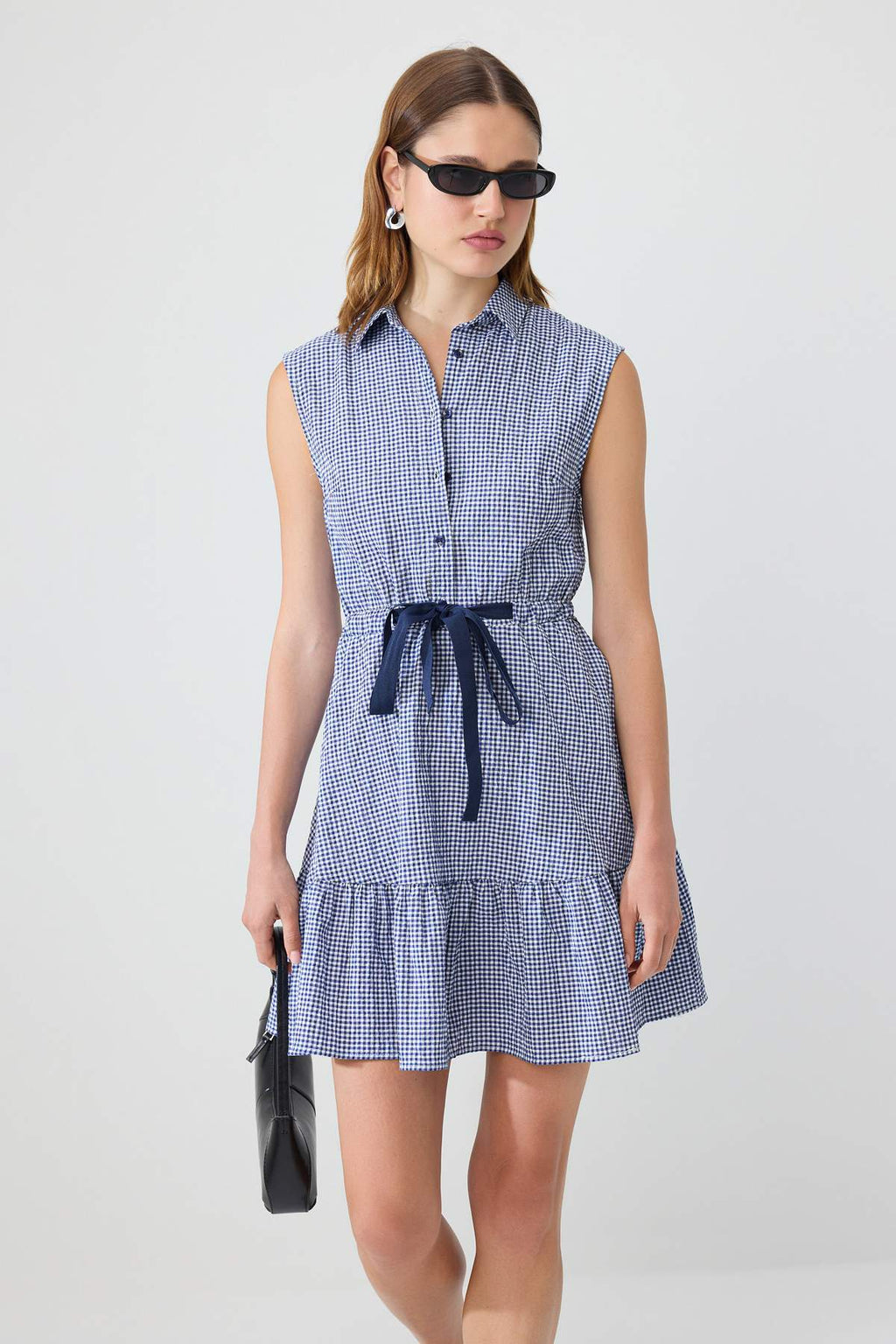 Belted Shirt Collar Skater Mini Dress