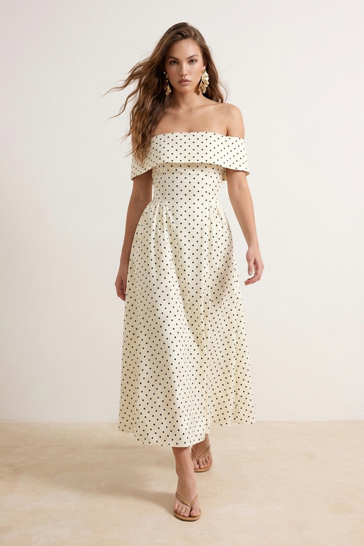 Carmen Neck Sleeveless A-Line Maxi Dress