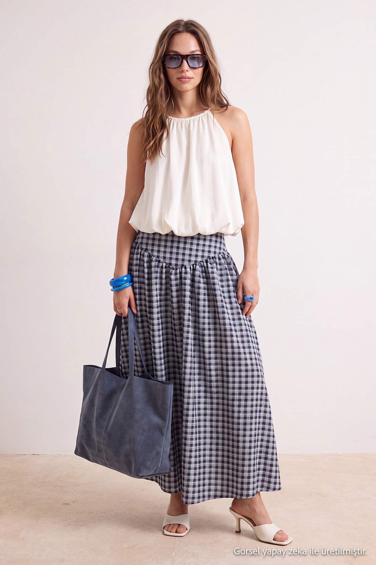 High Waist Ruffle Hem Maxi Skirt