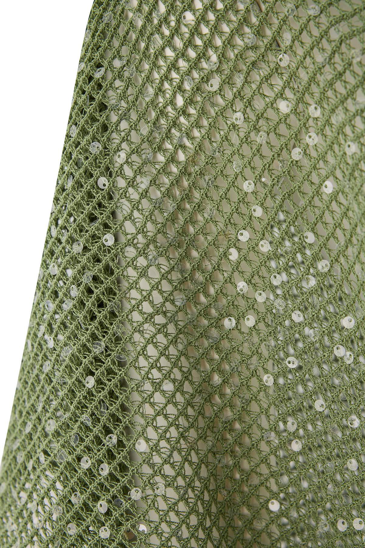 Sequin Embellished Boat Neck Batwing Sleeve Knit Jumper