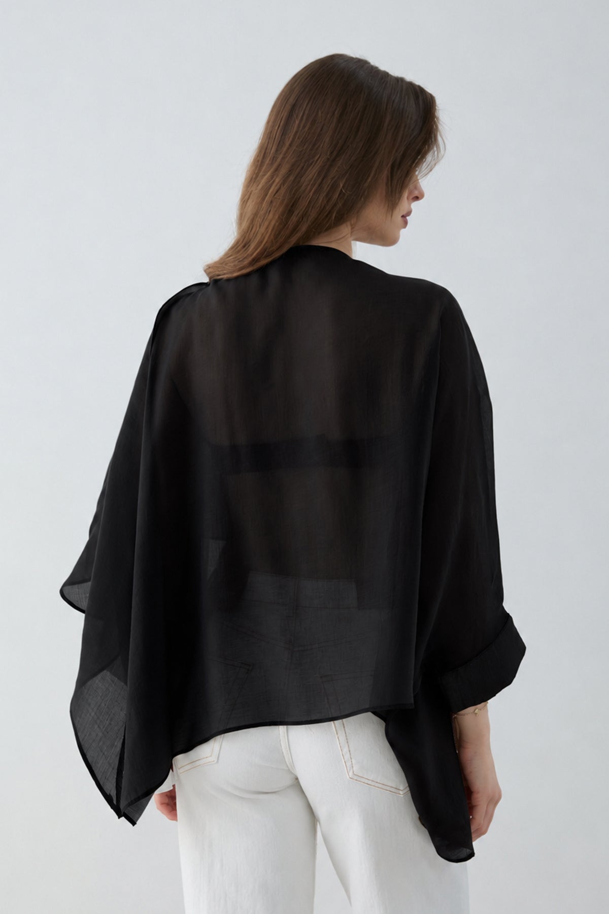 Oversized Batwing Sleeve Bicycle Neck Blouse