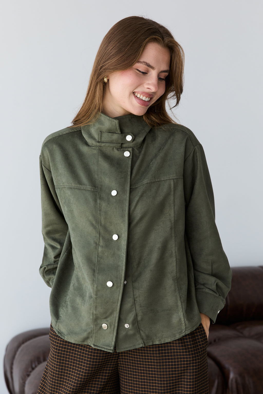 High Neck Press Stud Longline Oversized Jacket