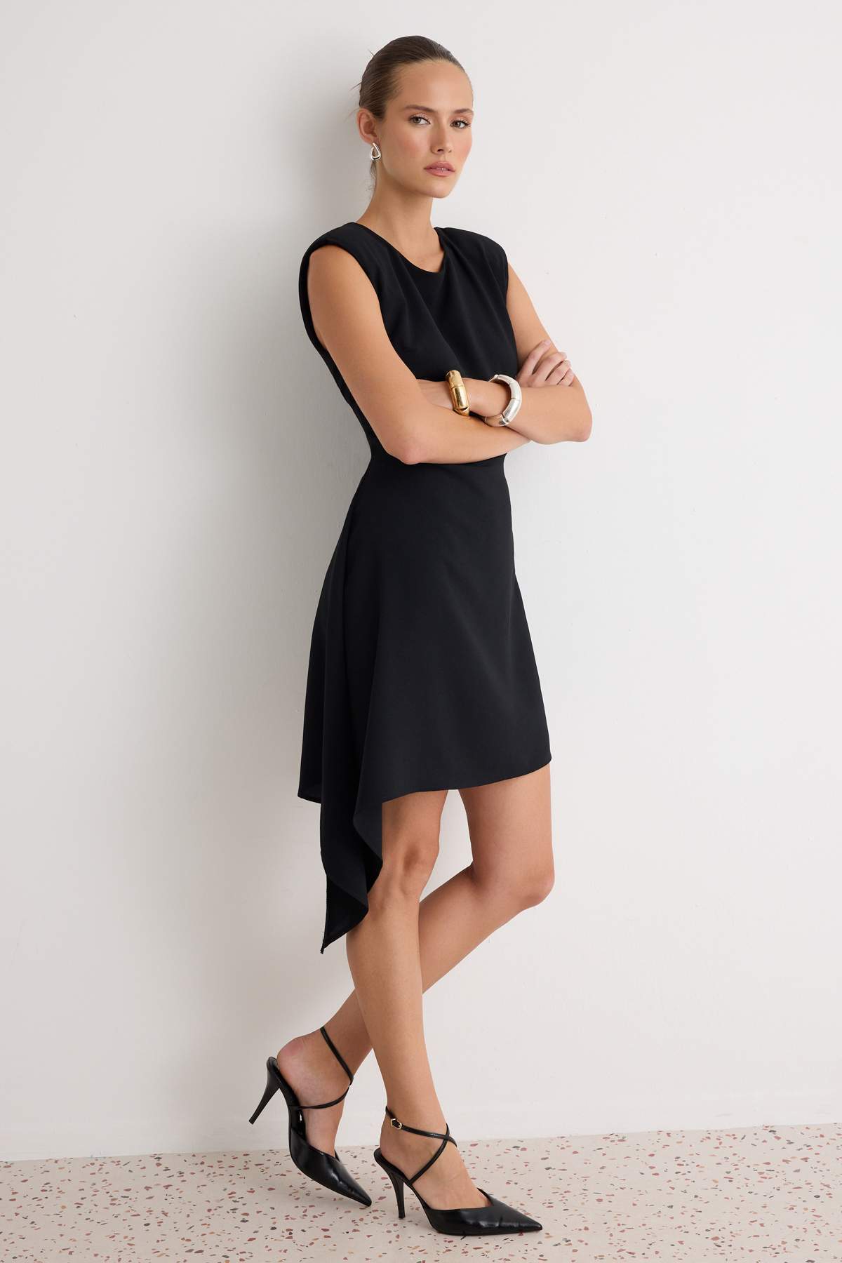 Sleeveless Crew Neck Mini A-Line Dress