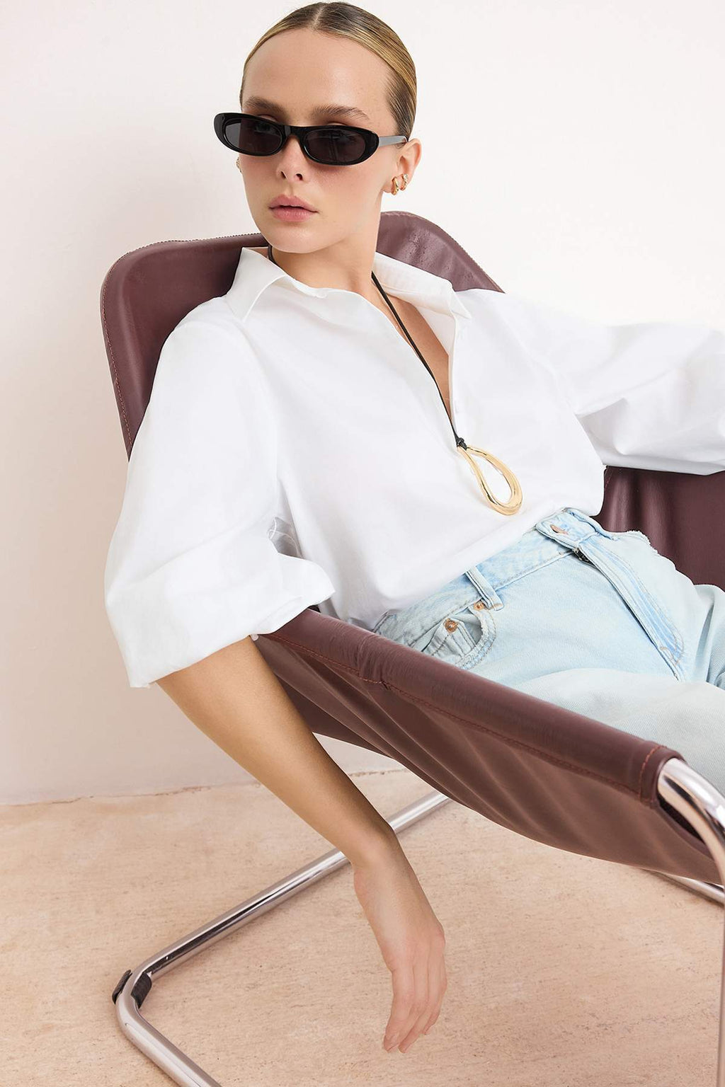 Collared Long Sleeve Relaxed Fit Shirt