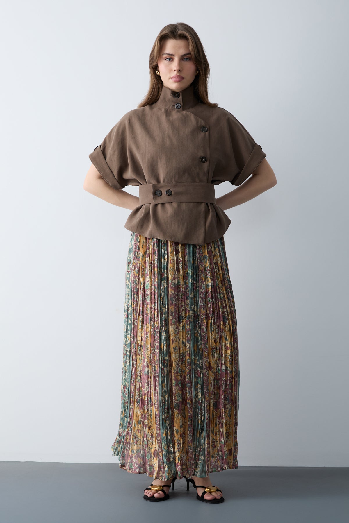 Lyocell Blend Short Sleeve Relaxed Fit Blouse Jacket