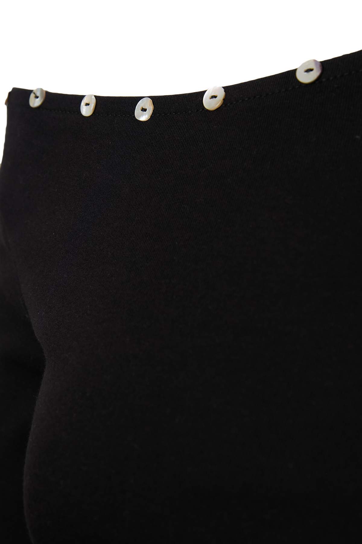 Asymmetric Neck Standard Sleeve Fitted Ribbed Blouse
