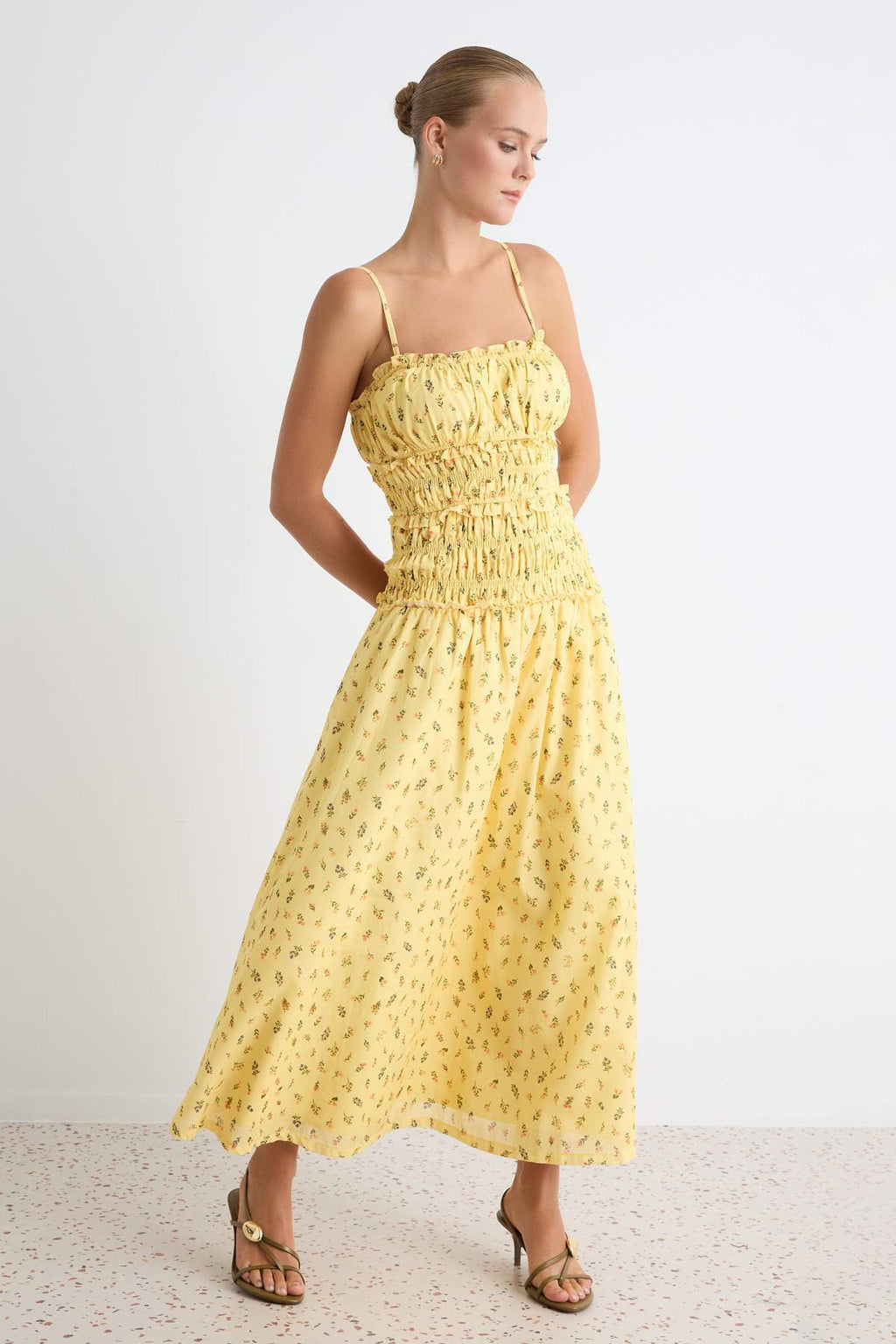 Square Neck Thin Strap Shift Maxi Dress