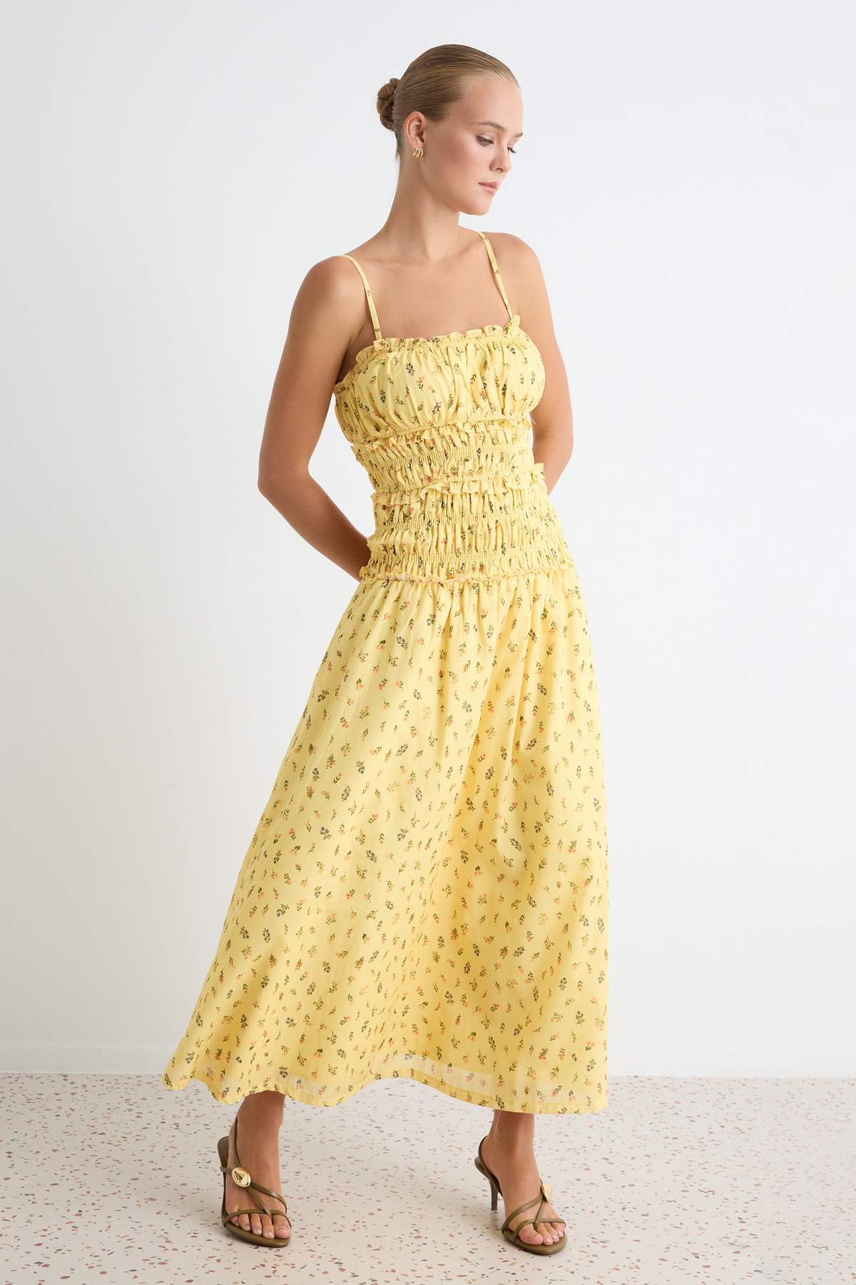 Square Neck Thin Strap Shift Maxi Dress
