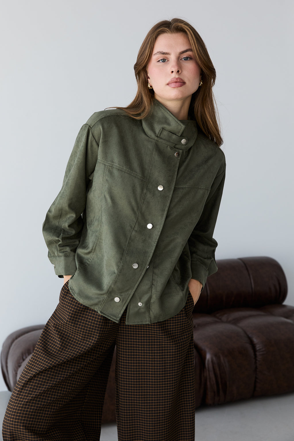 High Neck Press Stud Longline Oversized Jacket